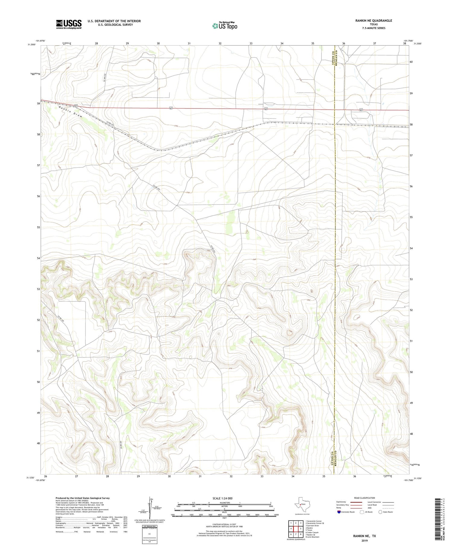 Rankin NE Texas US Topo Map Image