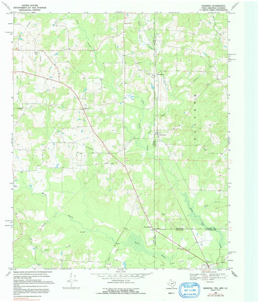 Classic USGS Ravanna Arkansas 7.5'x7.5' Topo Map Image