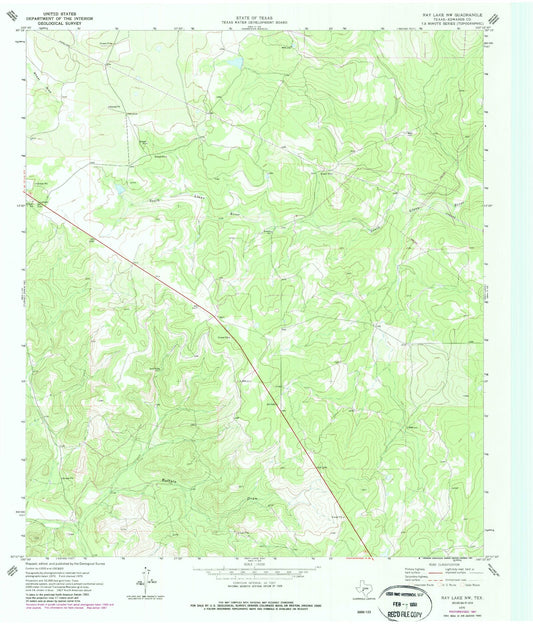 Classic USGS Ray Lake NW Texas 7.5'x7.5' Topo Map Image