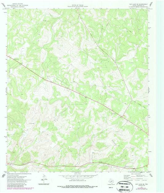 Classic USGS Ray Lake SE Texas 7.5'x7.5' Topo Map Image