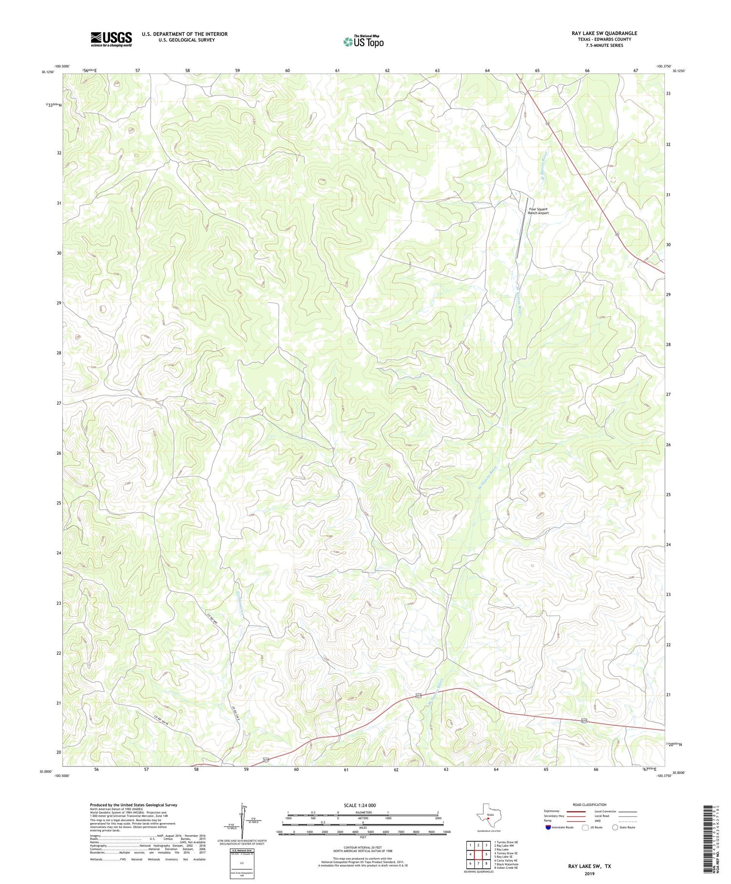 Ray Lake SW Texas US Topo Map Image