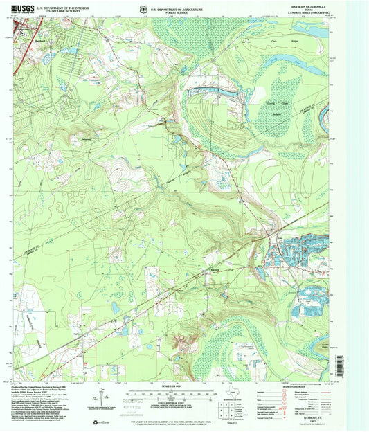 Classic USGS Rayburn Texas 7.5'x7.5' Topo Map Image