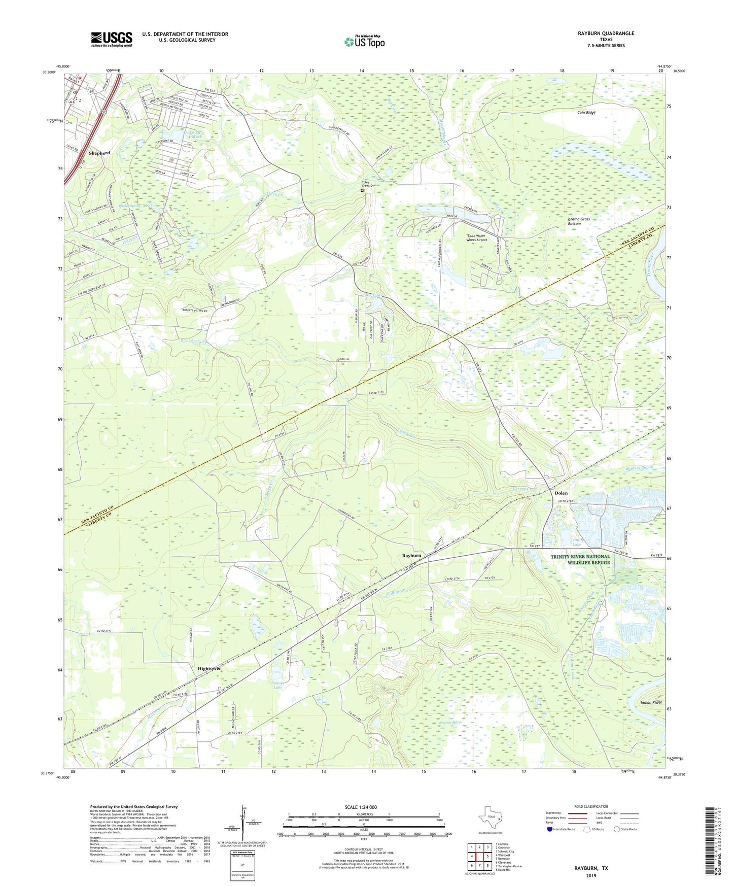 Rayburn Texas US Topo Map Image