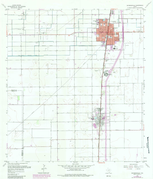 Classic USGS Raymondville Texas 7.5'x7.5' Topo Map Image
