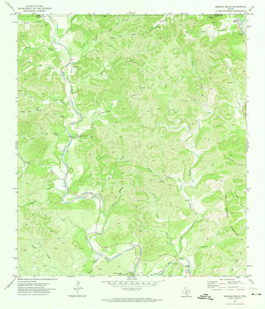 Classic USGS Reagan Wells Texas 7.5'x7.5' Topo Map Image