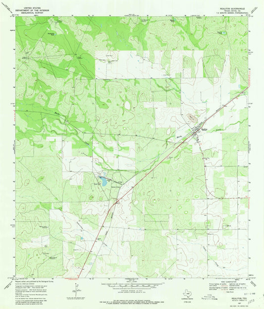 Classic USGS Realitos Texas 7.5'x7.5' Topo Map Image