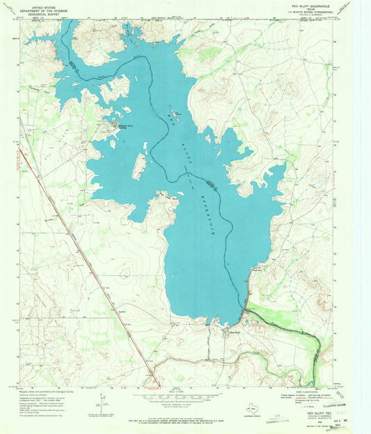 Classic USGS Red Bluff Texas 7.5'x7.5' Topo Map Image