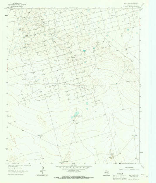 Classic USGS Red Lakes Texas 7.5'x7.5' Topo Map Image