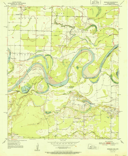Classic USGS Redbank Texas 7.5'x7.5' Topo Map Image