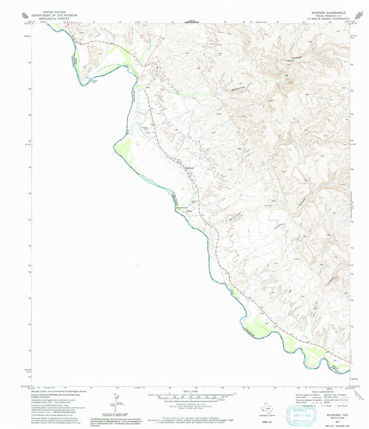Classic USGS Redford Texas 7.5'x7.5' Topo Map Image