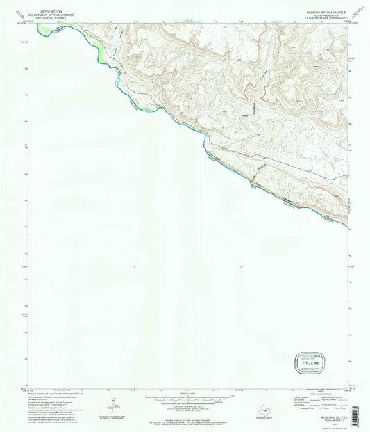 Classic USGS Redford SE Texas 7.5'x7.5' Topo Map Image