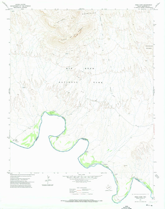 Classic USGS Reed Camp Texas 7.5'x7.5' Topo Map Image