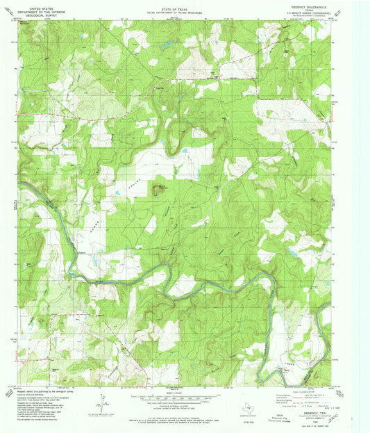 Classic USGS Regency Texas 7.5'x7.5' Topo Map Image