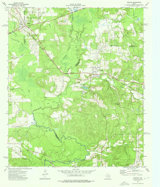 Classic USGS Reklaw Texas 7.5'x7.5' Topo Map Image