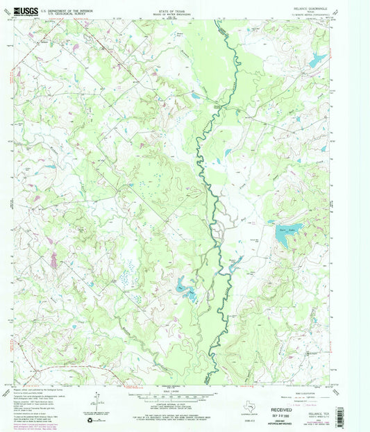 Classic USGS Reliance Texas 7.5'x7.5' Topo Map Image