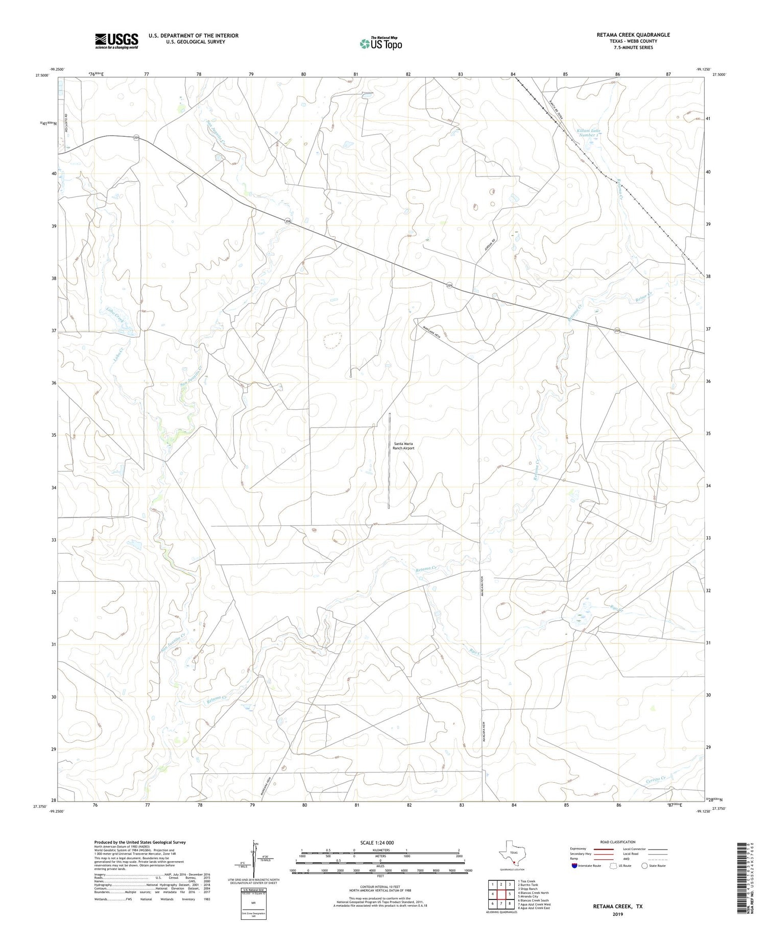Retama Creek Texas US Topo Map Image