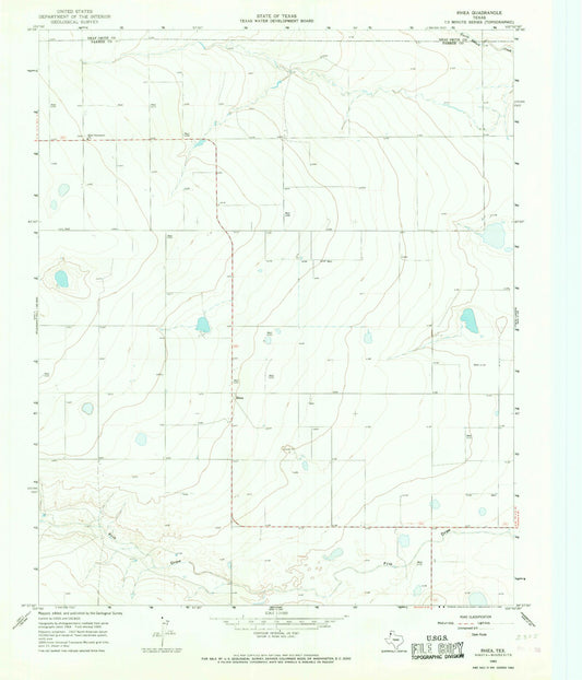 Classic USGS Rhea Texas 7.5'x7.5' Topo Map Image