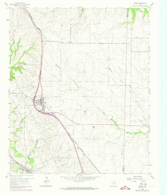 Classic USGS Rhome Texas 7.5'x7.5' Topo Map Image