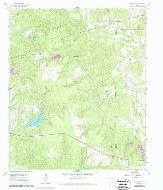 Classic USGS Rhonesboro Texas 7.5'x7.5' Topo Map Image