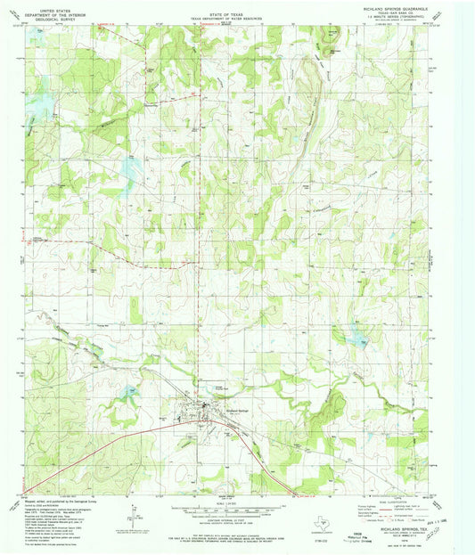 Classic USGS Richland Springs Texas 7.5'x7.5' Topo Map Image