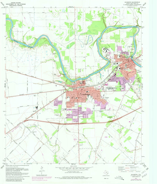 Classic USGS Richmond Texas 7.5'x7.5' Topo Map Image
