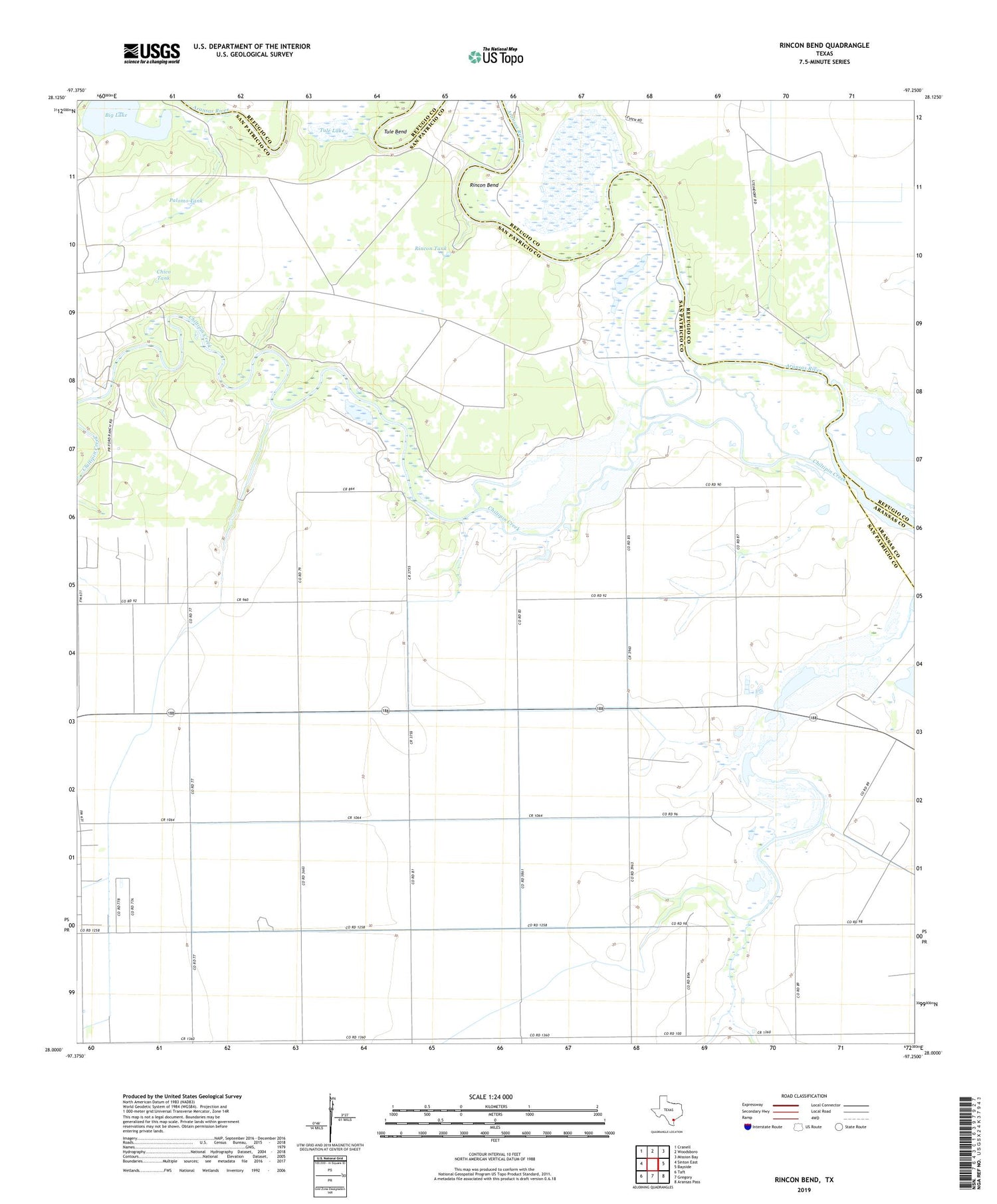 Rincon Bend Texas US Topo Map Image