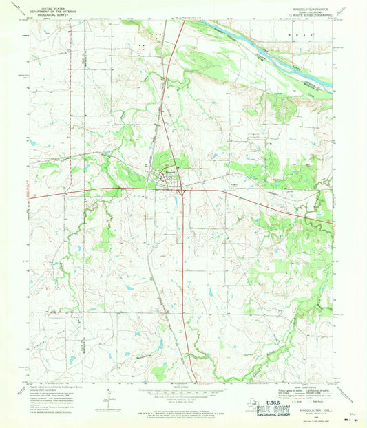 Classic USGS Ringgold Texas 7.5'x7.5' Topo Map Image