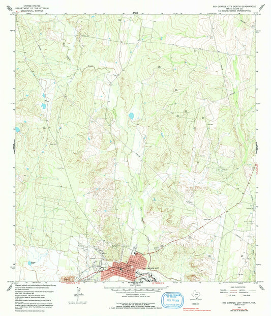 Classic USGS Rio Grande City North Texas 7.5'x7.5' Topo Map Image
