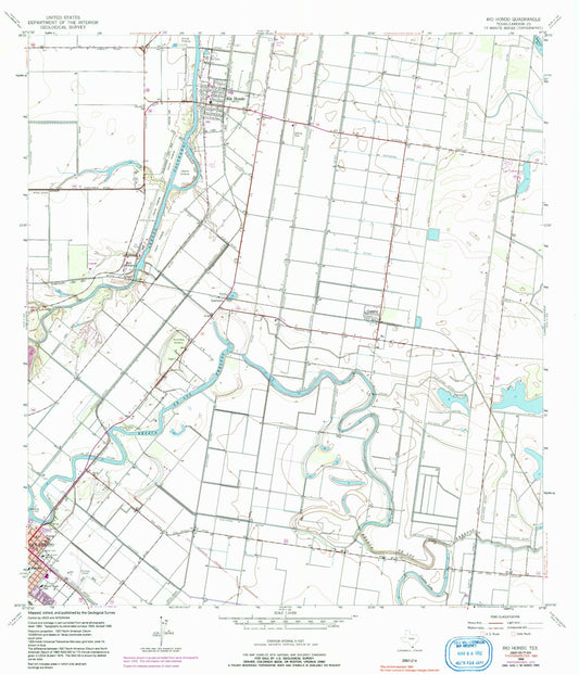 Classic USGS Rio Hondo Texas 7.5'x7.5' Topo Map Image