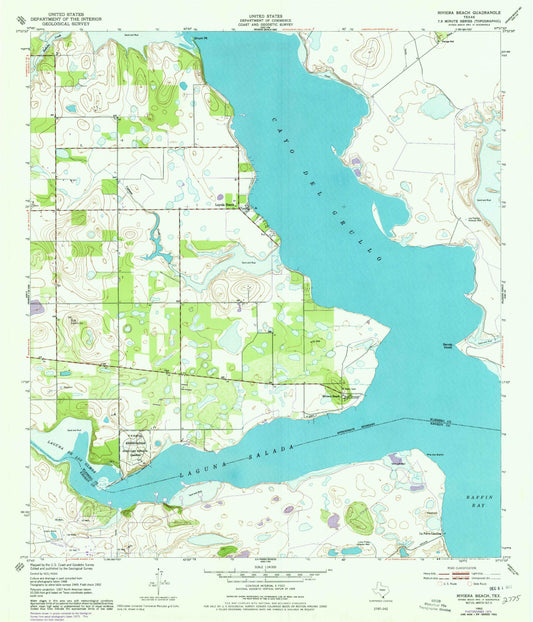Classic USGS Riviera Beach Texas 7.5'x7.5' Topo Map Image