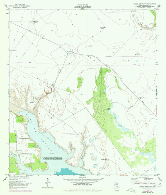 Classic USGS Riviera Beach NW Texas 7.5'x7.5' Topo Map Image