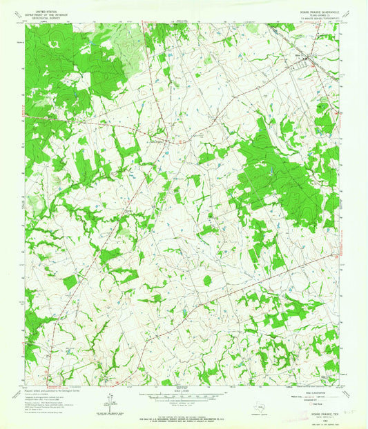 Classic USGS Roans Prairie Texas 7.5'x7.5' Topo Map Image
