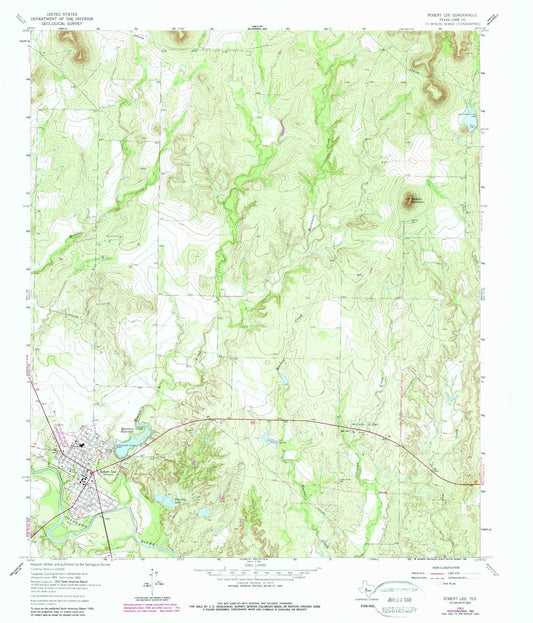 Classic USGS Robert Lee Texas 7.5'x7.5' Topo Map Image
