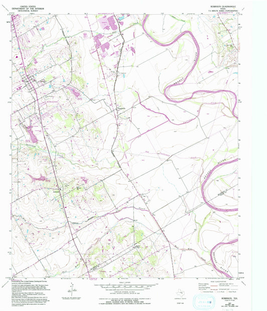 Classic USGS Robinson Texas 7.5'x7.5' Topo Map Image