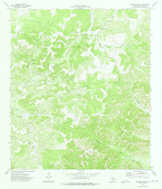 Classic USGS Robinson Draw Texas 7.5'x7.5' Topo Map Image