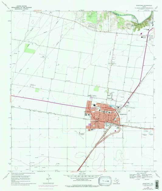 Classic USGS Robstown Texas 7.5'x7.5' Topo Map Image