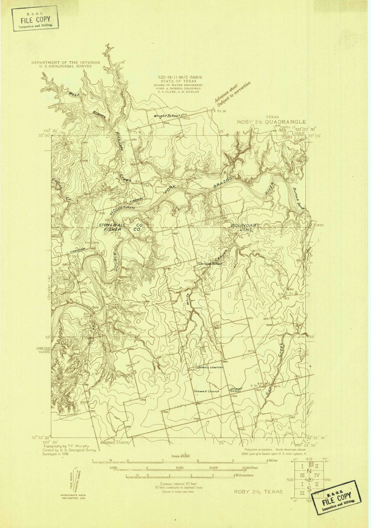 Classic USGS White Canyon Texas 7.5'x7.5' Topo Map Image
