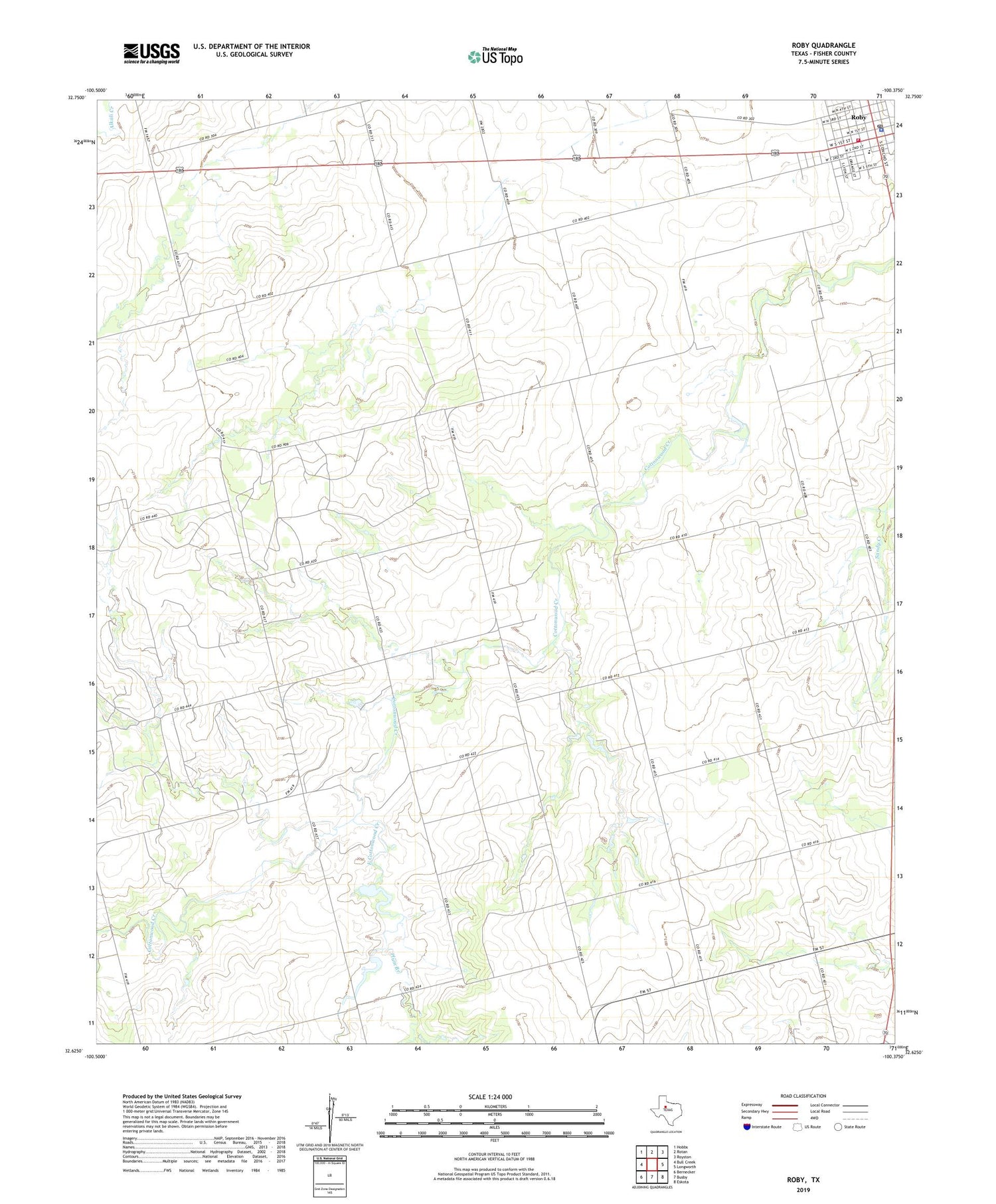 Roby Texas US Topo Map Image