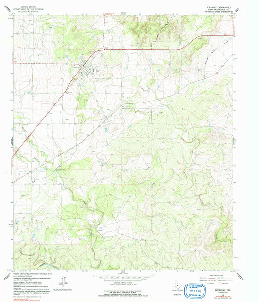 Classic USGS Rochelle Texas 7.5'x7.5' Topo Map Image