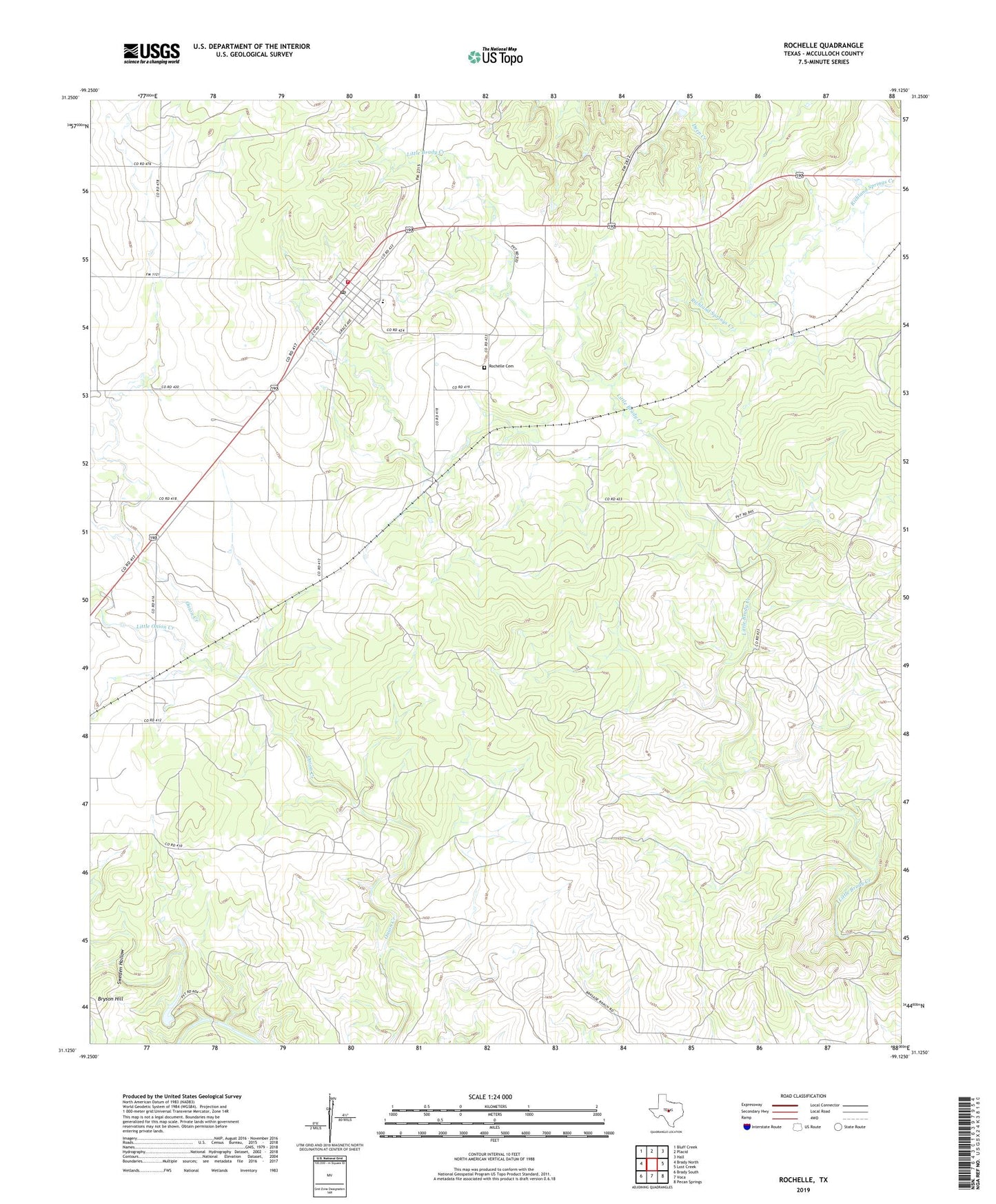 Rochelle Texas US Topo Map Image