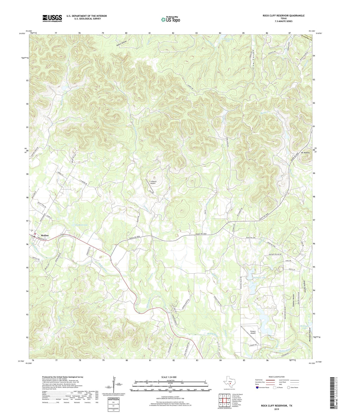 Rock Cliff Reservoir Texas US Topo Map Image
