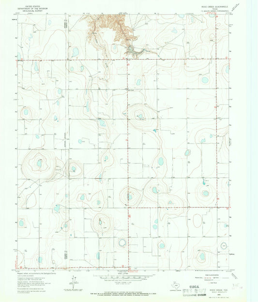 Classic USGS Rock Creek Texas 7.5'x7.5' Topo Map Image
