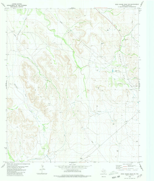 Classic USGS Rock House Draw NE Texas 7.5'x7.5' Topo Map Image
