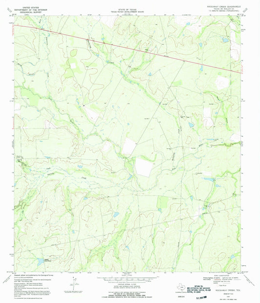 Classic USGS Rockaway Creek Texas 7.5'x7.5' Topo Map Image