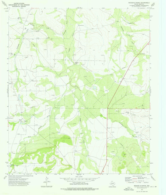 Classic USGS Rocker B Ranch Texas 7.5'x7.5' Topo Map Image