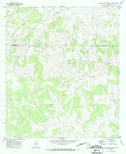 Classic USGS Rocking Chair Ranch Texas 7.5'x7.5' Topo Map Image