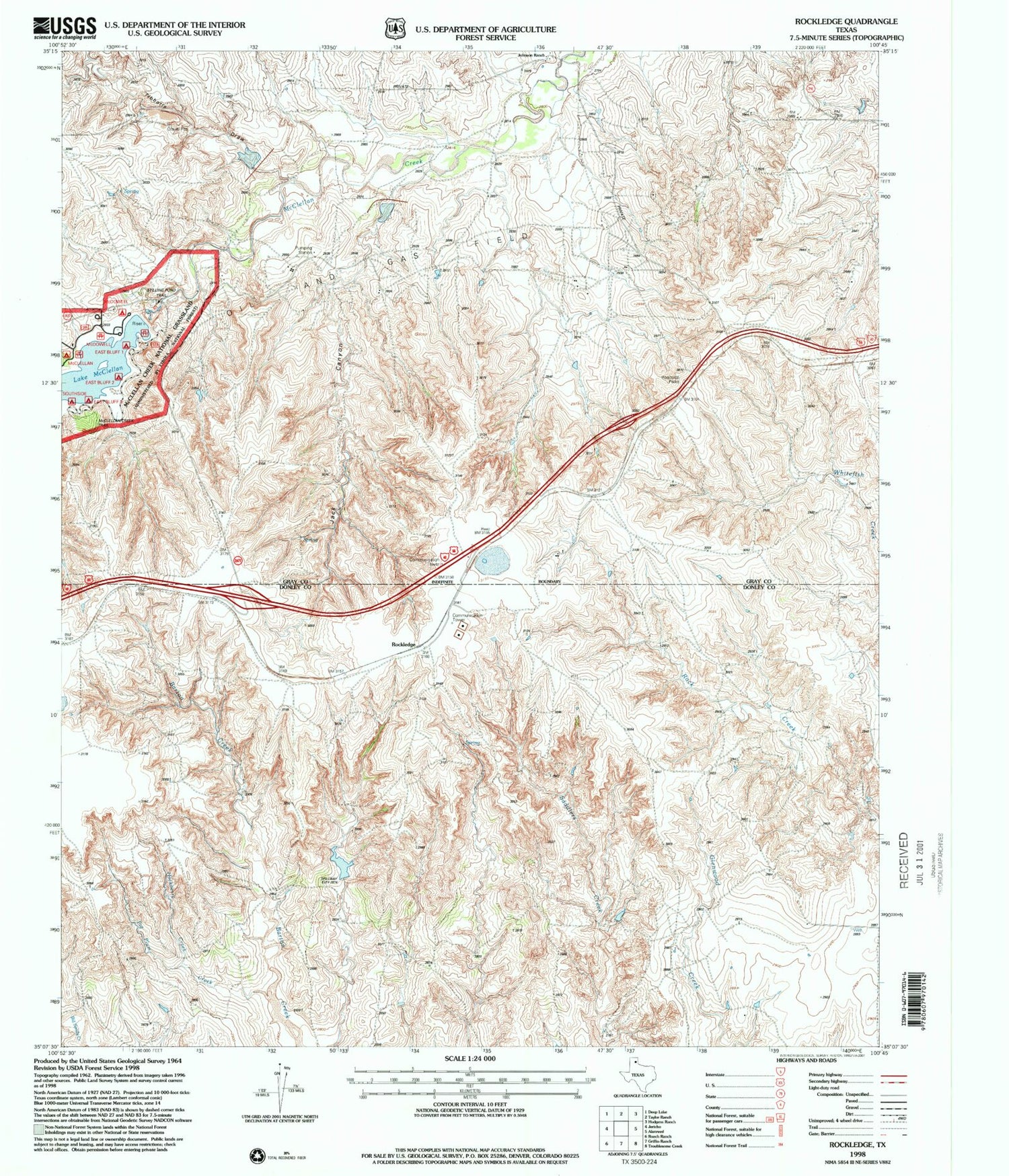 Classic USGS Rockledge Texas 7.5'x7.5' Topo Map Image