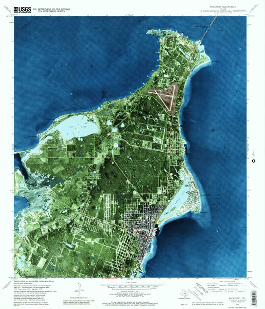 Classic USGS Rockport Texas 7.5'x7.5' Topo Map Image