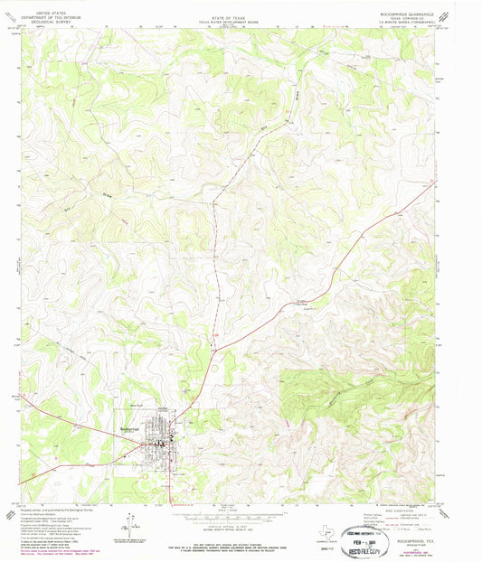 Classic USGS Rocksprings Texas 7.5'x7.5' Topo Map Image