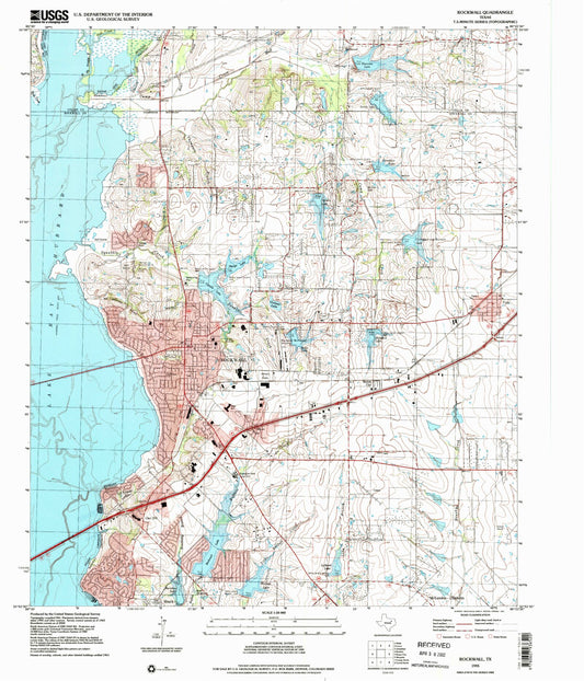 Classic USGS Rockwall Texas 7.5'x7.5' Topo Map Image